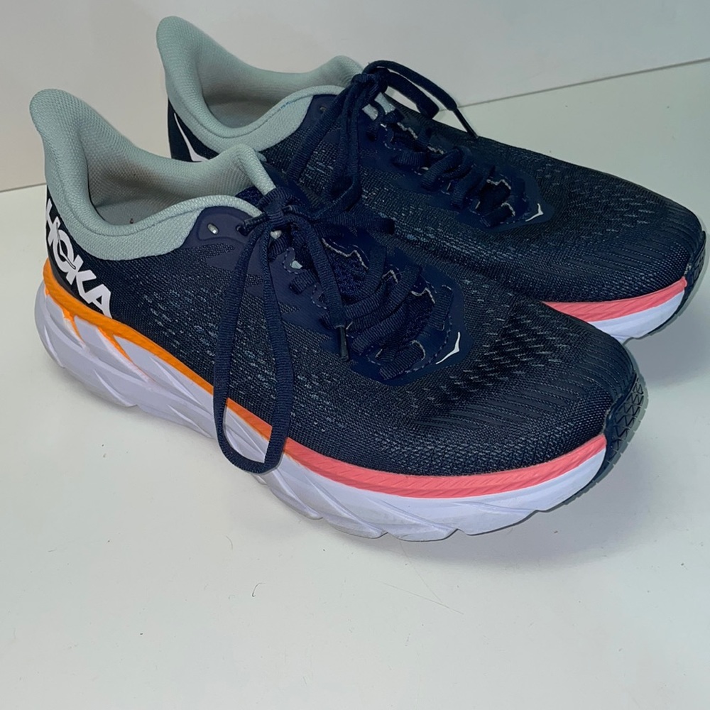 Hoka One One Navy and Pink Athletic Shoes